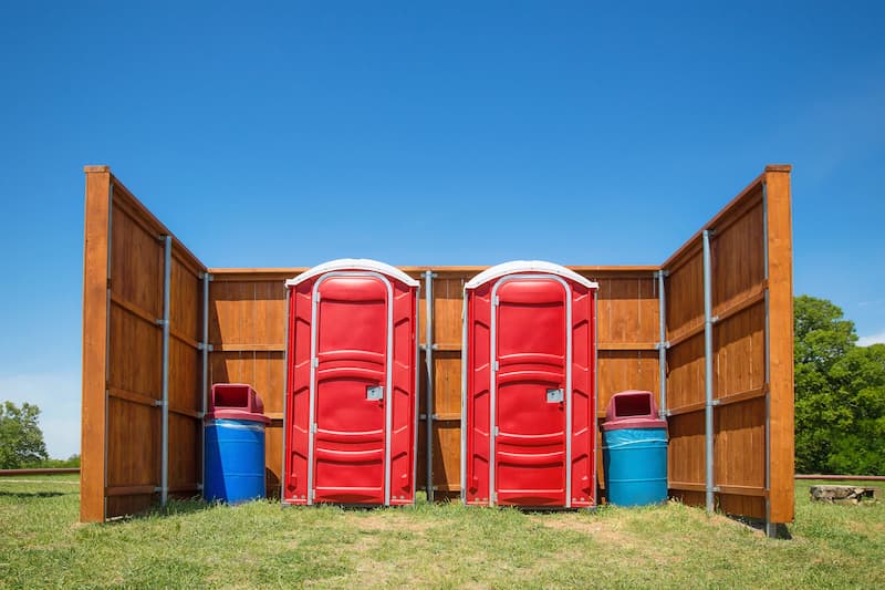 Short-term porta potty units staged for delivery in Toms River, New Jersey
