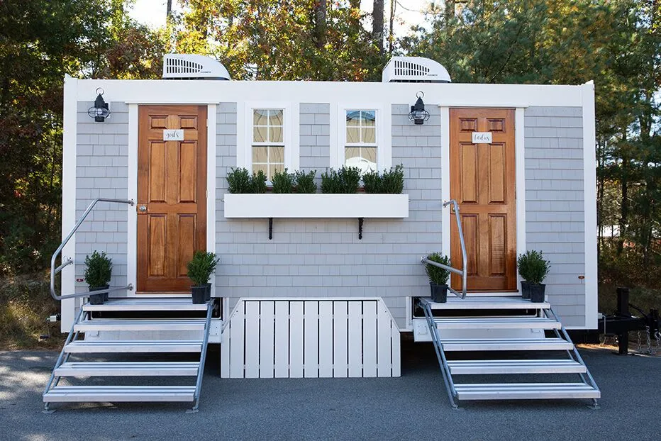 Wedding restroom units discretely staged at a venue in Toms River, New Jersey